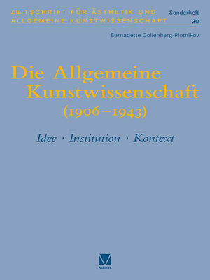 cover image of Die Allgemeine Kunstwissenschaft (1906-1943). Band 1